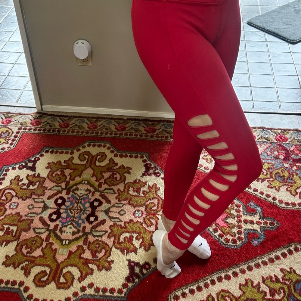 Kira Grace Red Cutout Leggings - Stretchy High-Waist Activewear